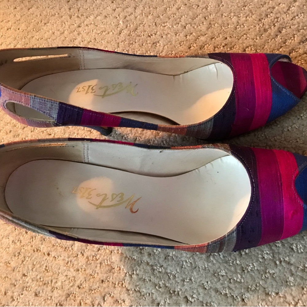 West 31st Multicolor Silk Peep Toe Heels